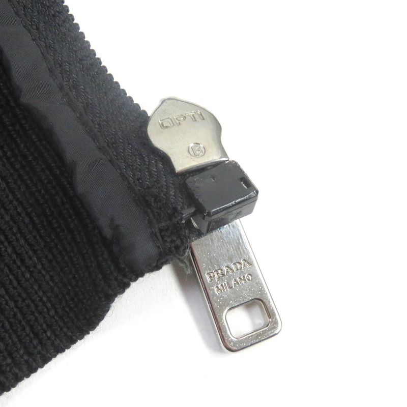 Prada Umc134 Virgin Wool Nylon Switched Zip Up Knit Blouson Jacket Black 46