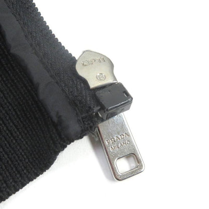 Prada Umc134 Virgin Wool Nylon Switched Zip Up Knit Blouson Jacket Black 46
