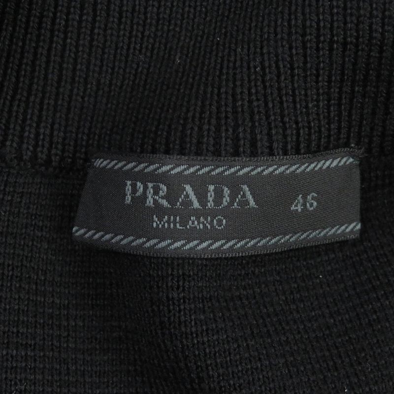 Prada Umc134 Virgin Wool Nylon Switched Zip Up Knit Blouson Jacket Black 46