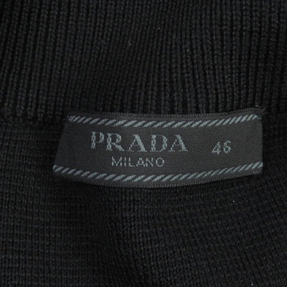 Prada Umc134 Virgin Wool Nylon Switched Zip Up Knit Blouson Jacket Black 46