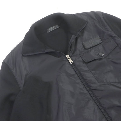 Prada Umc134 Virgin Wool Nylon Switched Zip Up Knit Blouson Jacket Black 46
