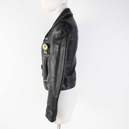 Saint Laurent Paris 18AW 530735 Multi Pin Badge And Studded Motorcycle Leather