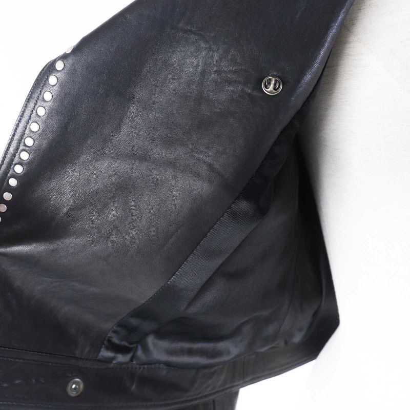 Saint Laurent Paris 18AW 530735 Multi Pin Badge And Studded Motorcycle Leather