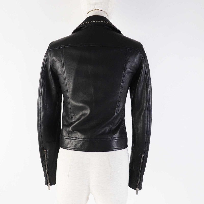 Saint Laurent Paris 18AW 530735 Multi Pin Badge And Studded Motorcycle Leather