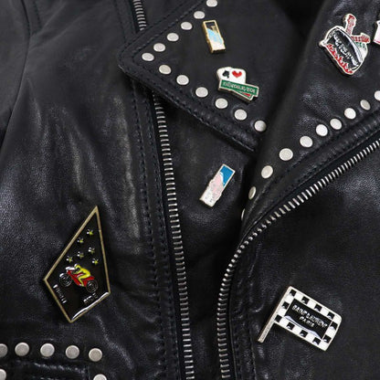 Saint Laurent Paris 18AW 530735 Multi Pin Badge And Studded Motorcycle Leather