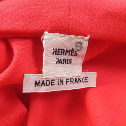 Hermes 100% Cotton Leather Short Sleeve Zip Up Hoodie Outerwear Orange 34 Made