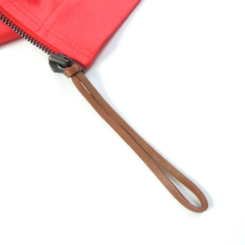 Hermes 100% Cotton Leather Short Sleeve Zip Up Hoodie Outerwear Orange 34 Made