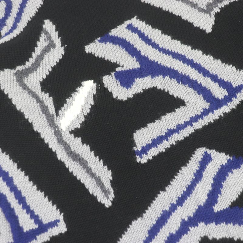 Fendi 21AW Fzx013 100% Virgin Wool FF Fragment Logo Allover Pattern Crew Neck