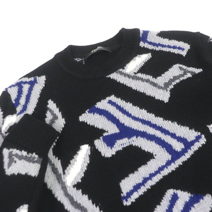 Fendi 21AW Fzx013 100% Virgin Wool FF Fragment Logo Allover Pattern Crew Neck
