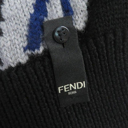 Fendi 21AW Fzx013 100% Virgin Wool FF Fragment Logo Allover Pattern Crew Neck