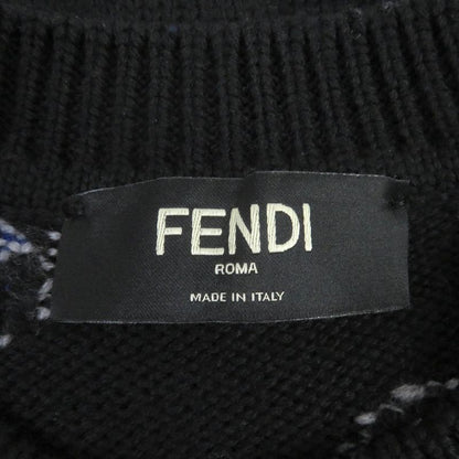 Fendi 21AW Fzx013 100% Virgin Wool FF Fragment Logo Allover Pattern Crew Neck