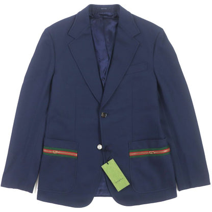  Gucci 751155 Cotton Formal Jacket With Web Stripe Detail Sherry Line Tailored