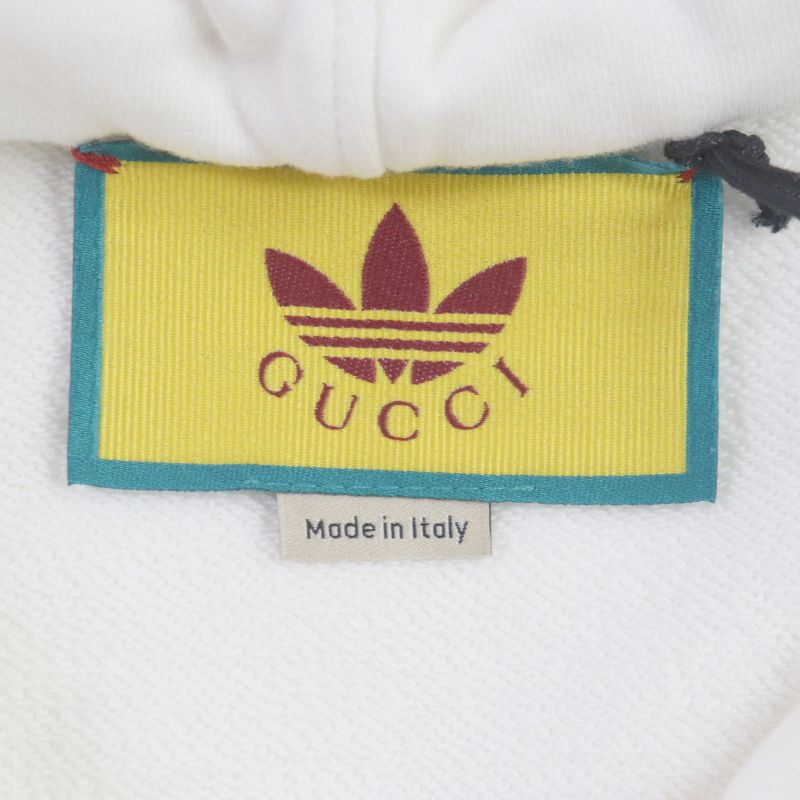 Gucci Adidas 722967 Webline Trefoil Logo Print Hoodie White S Made In Italy
