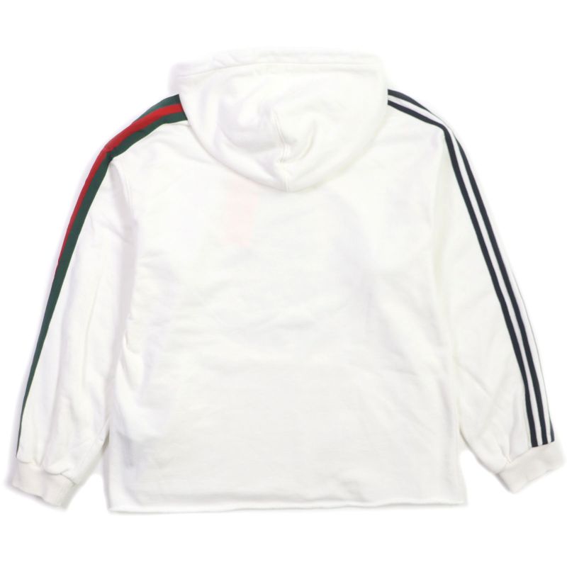 Gucci Adidas 722967 Webline Trefoil Logo Print Hoodie White S Made In Italy