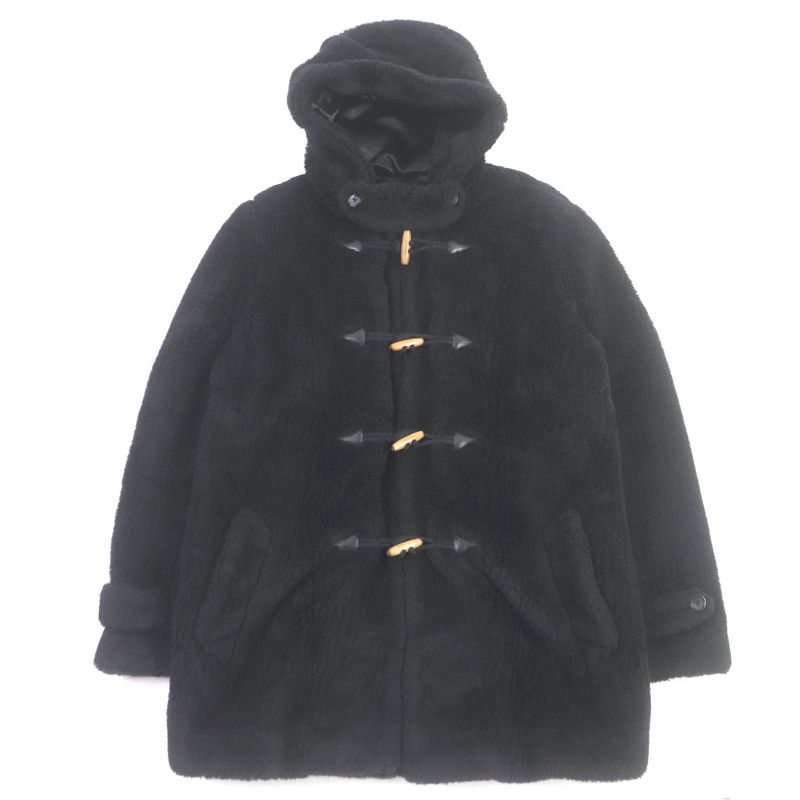 Saint Laurent Paris 21AW 664334 Wool Silk Boa Toggle Button Hooded Duffle Coat
