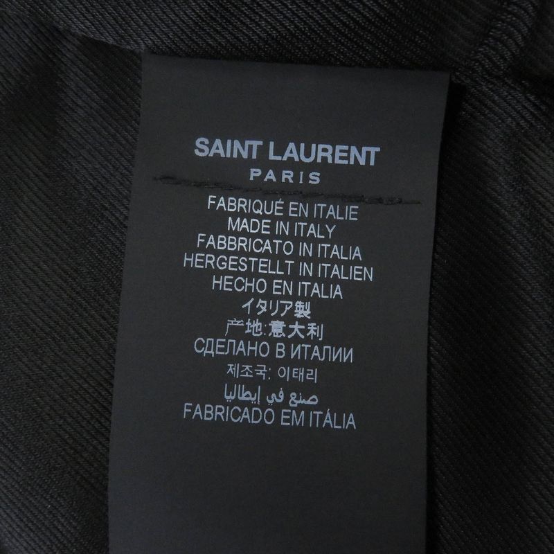 Saint Laurent Paris 21AW 664334 Wool Silk Boa Toggle Button Hooded Duffle Coat