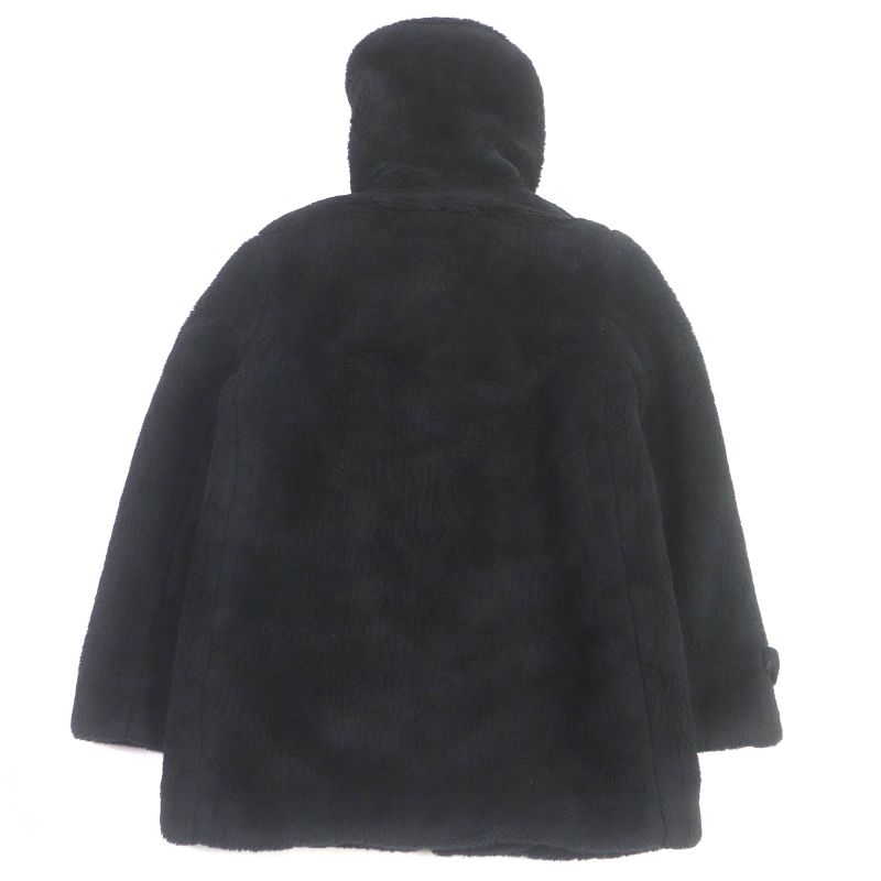 Saint Laurent Paris 21AW 664334 Wool Silk Boa Toggle Button Hooded Duffle Coat