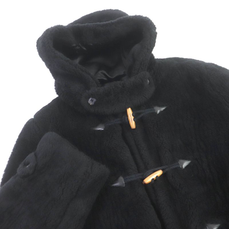 Saint Laurent Paris 21AW 664334 Wool Silk Boa Toggle Button Hooded Duffle Coat