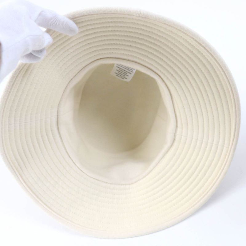 Hermes Calf Leather 100% Cashmere Piping H Embroidered Bucket Hat Brown Ivory