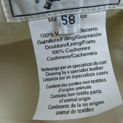 Hermes Calf Leather 100% Cashmere Piping H Embroidered Bucket Hat Brown Ivory