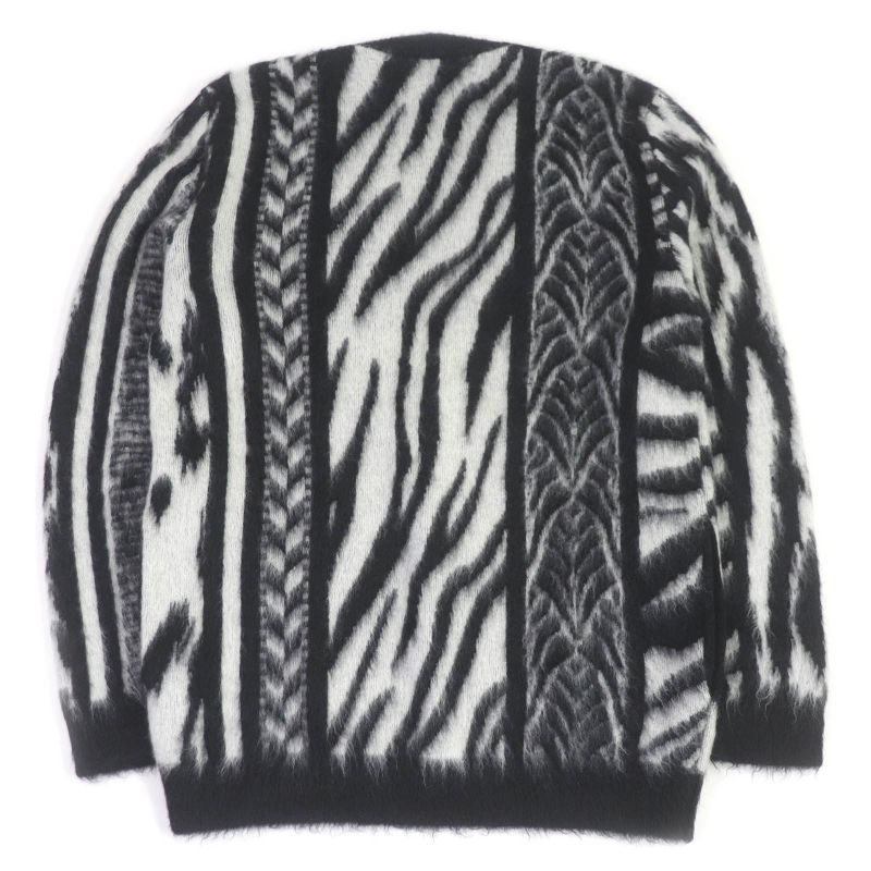 Saint Laurent Paris 21AW 690064 Mohair Patchwork Jungle Safari Knit Cardigan