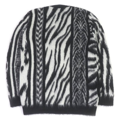 Saint Laurent Paris 21AW 690064 Mohair Patchwork Jungle Safari Knit Cardigan