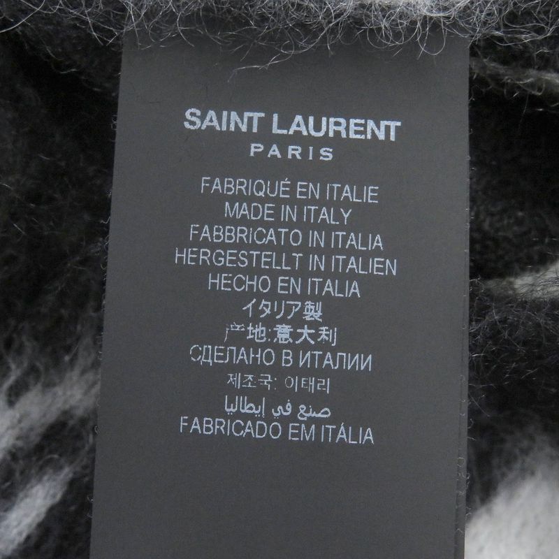 Saint Laurent Paris 21AW 690064 Mohair Patchwork Jungle Safari Knit Cardigan