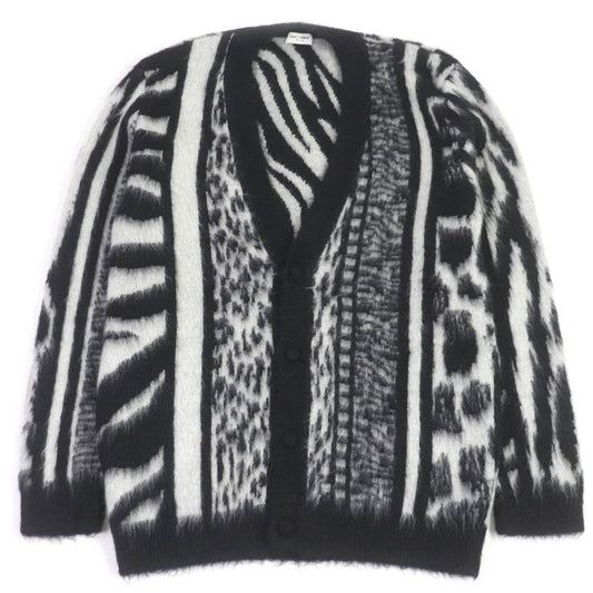 Saint Laurent Paris 21AW 690064 Mohair Patchwork Jungle Safari Knit Cardigan