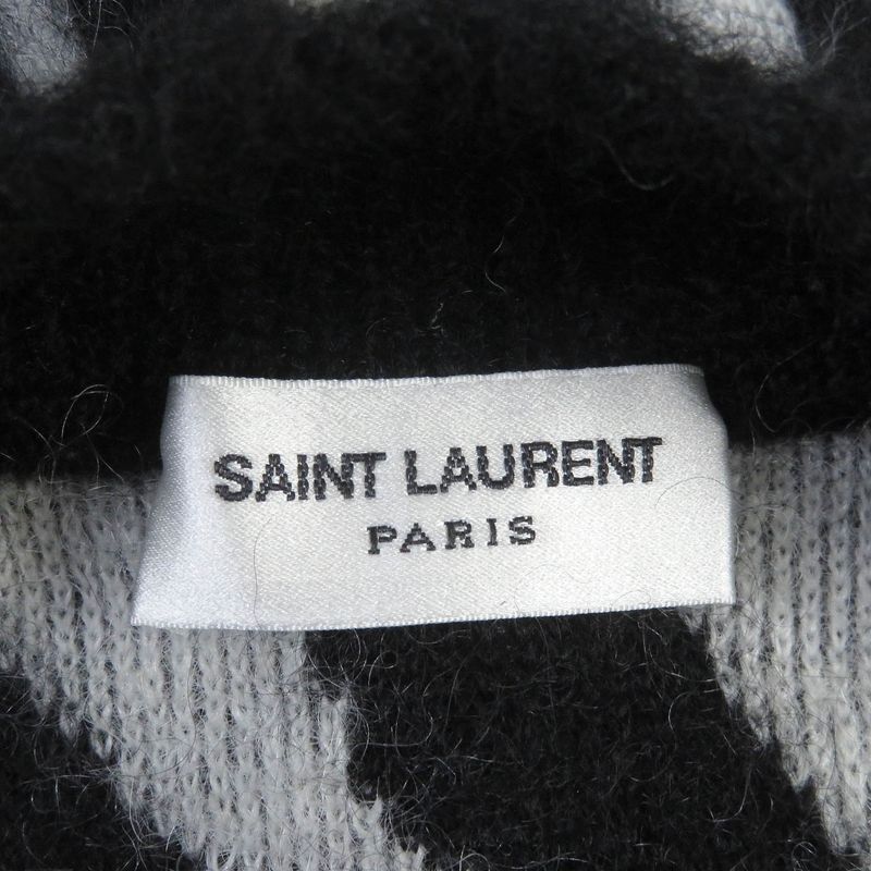 Saint Laurent Paris 21AW 690064 Mohair Patchwork Jungle Safari Knit Cardigan