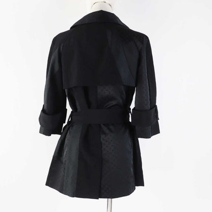 Louis Vuitton Silk-blend Monogram Trench Coat Black 34 Made In France Genuine