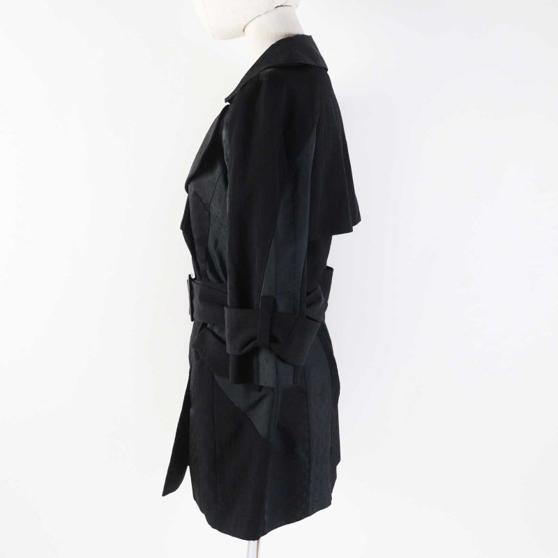 Louis Vuitton Silk-blend Monogram Trench Coat Black 34 Made In France Genuine