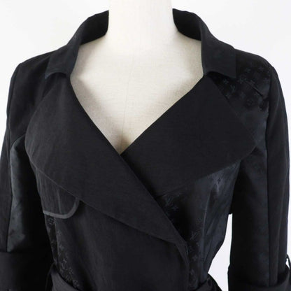 Louis Vuitton Silk-blend Monogram Trench Coat Black 34 Made In France Genuine