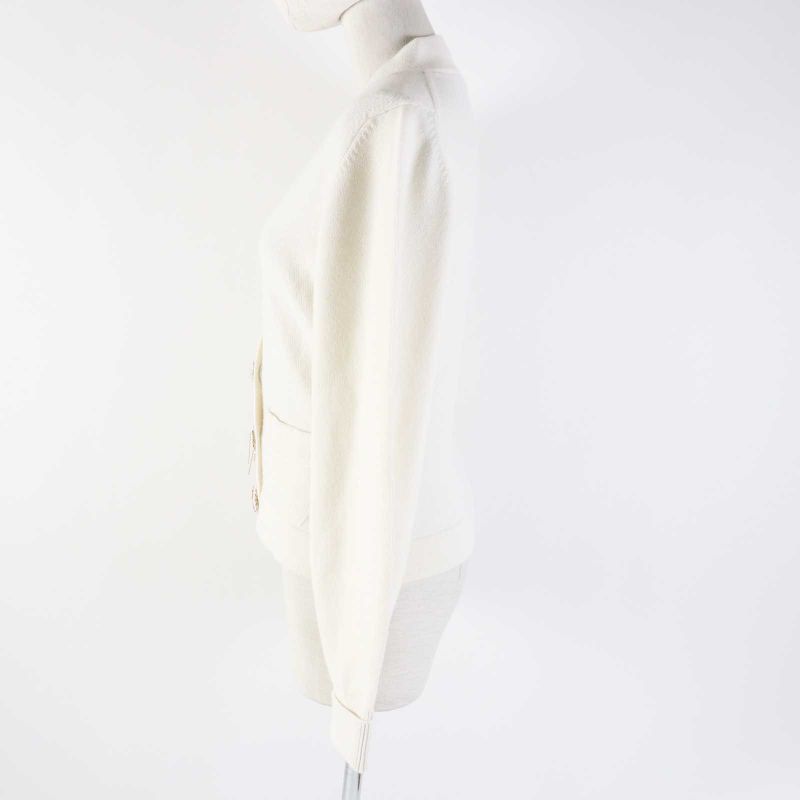 CHANEL P73102 Cashmere Long Sleeve Knit Cardigan With Decorative Coco Mark