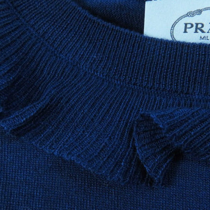Prada 18 P24i0f Wool Silk Collar Ruffle Short Sleeve Knit/ Short Sleeve Knit