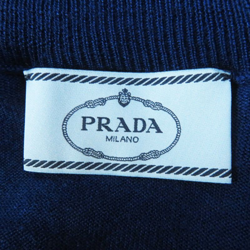 Prada 18 P24i0f Wool Silk Collar Ruffle Short Sleeve Knit/ Short Sleeve Knit