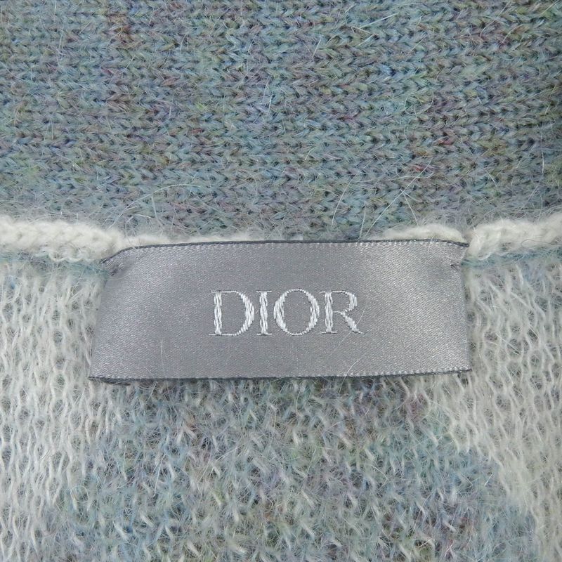 DIOR Homme 213m236at427 Mohair CD Logo Argyle Logo Button Knit Cardigan Blue M