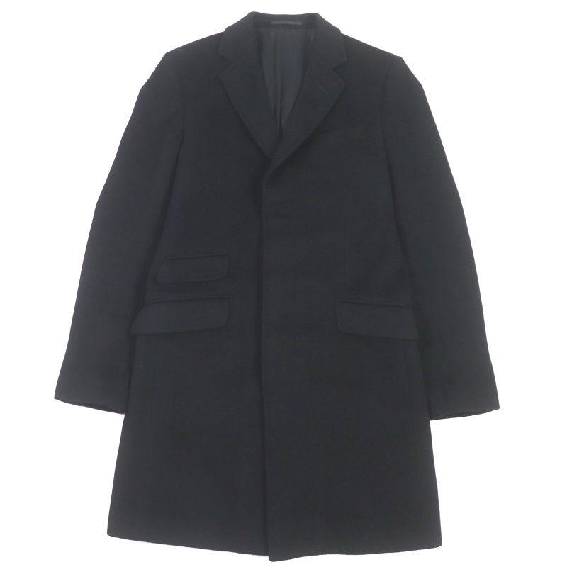 Gucci 439365 100% Wool Logo Buttons Winged Oversized Chester Coat Black 44