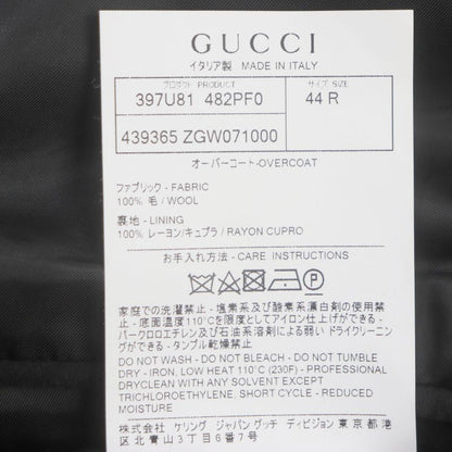 Gucci 439365 100% Wool Logo Buttons Winged Oversized Chester Coat Black 44