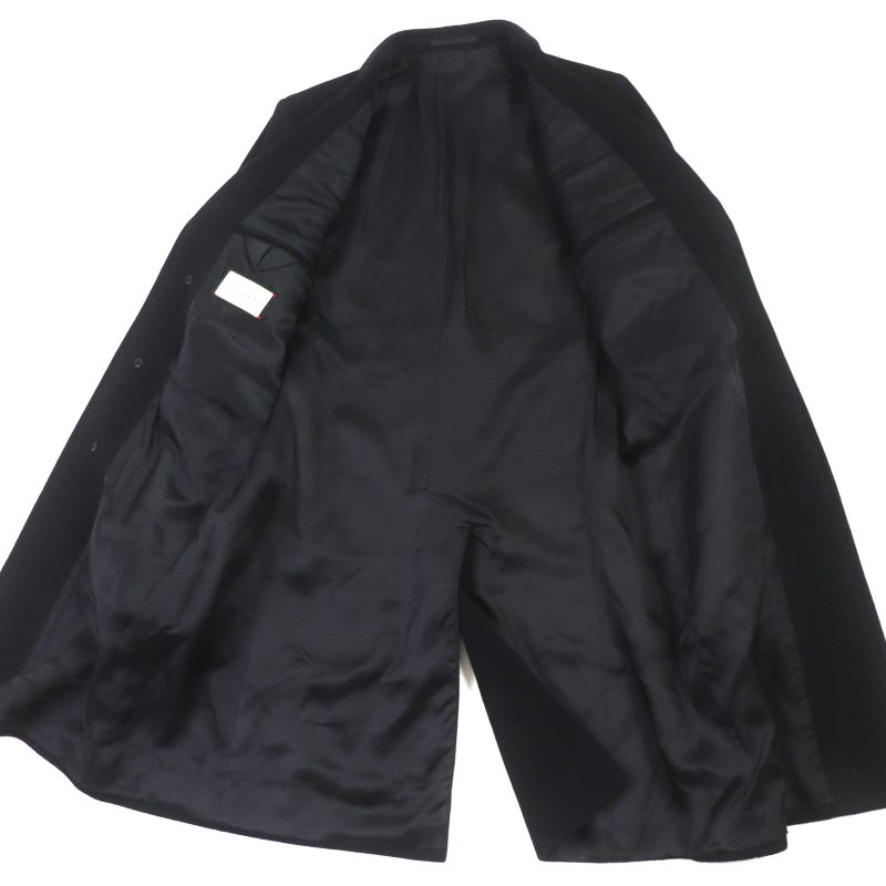 Gucci 439365 100% Wool Logo Buttons Winged Oversized Chester Coat Black 44