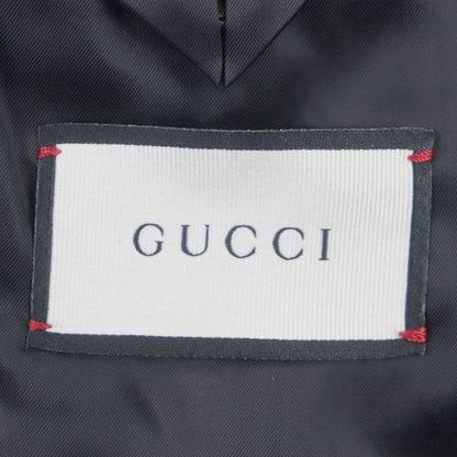Gucci 439365 100% Wool Logo Buttons Winged Oversized Chester Coat Black 44