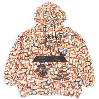 Prada 21SS 134628 100% Cotton Allover Triangle Logo Pullover Hoodie Orange M