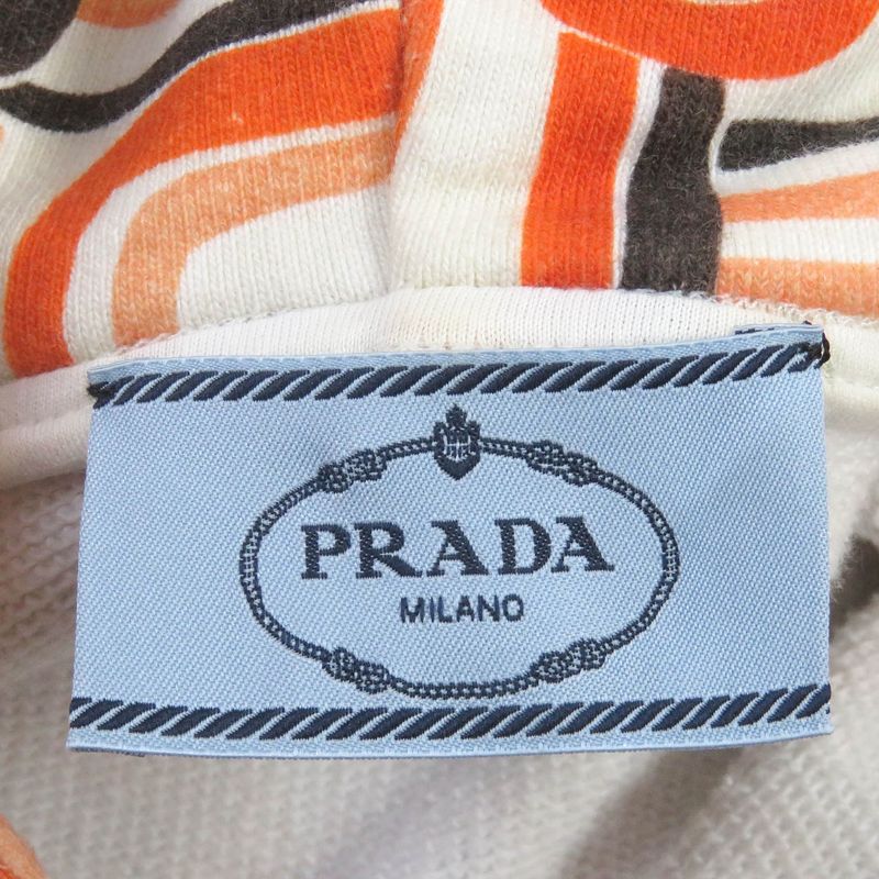 Prada 21SS 134628 100% Cotton Allover Triangle Logo Pullover Hoodie Orange M