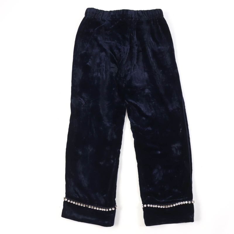 Gucci 493591 Silk Blend Velour Pants Bottoms With Bijoux Navy 36 Made In Italy