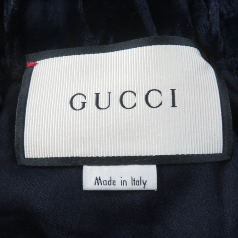 Gucci 493591 Silk Blend Velour Pants Bottoms With Bijoux Navy 36 Made In Italy