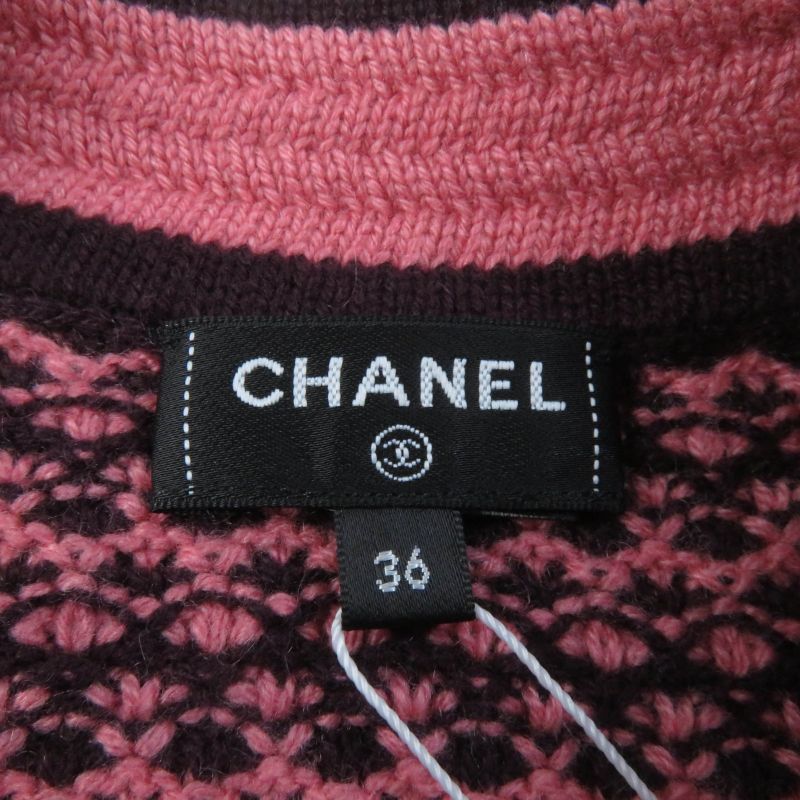 CHANEL P75435k10790 100% Cashmere Sleeveless Knit Knee Length Dress With Coco