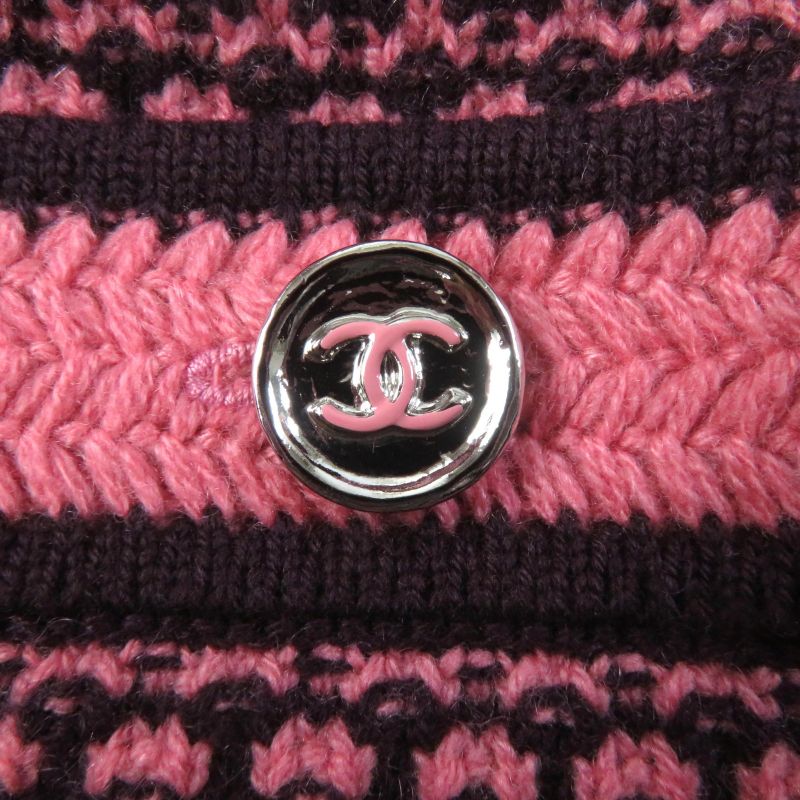 CHANEL P75435k10790 100% Cashmere Sleeveless Knit Knee Length Dress With Coco