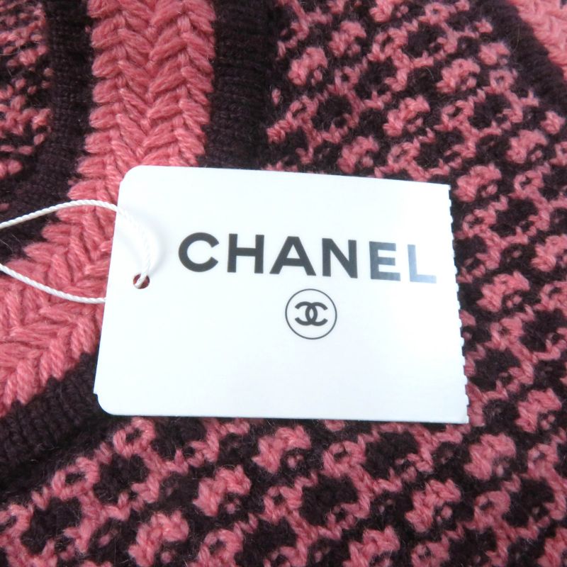 CHANEL P75435k10790 100% Cashmere Sleeveless Knit Knee Length Dress With Coco
