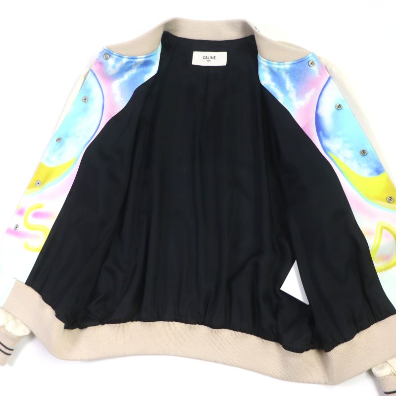 Celine 2v28h353q Teddy Jacket With Satin Artist Print Teddy Veneer Jacket