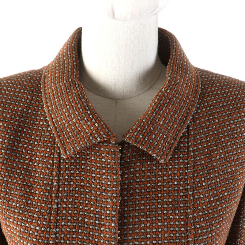 CHANEL Vintage P08097 96A Jacket + Skirt Setup With Coco Mark Buttons Brown 38