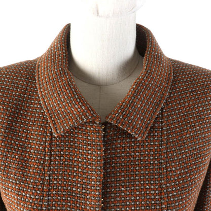 CHANEL Vintage P08097 96A Jacket + Skirt Setup With Coco Mark Buttons Brown 38